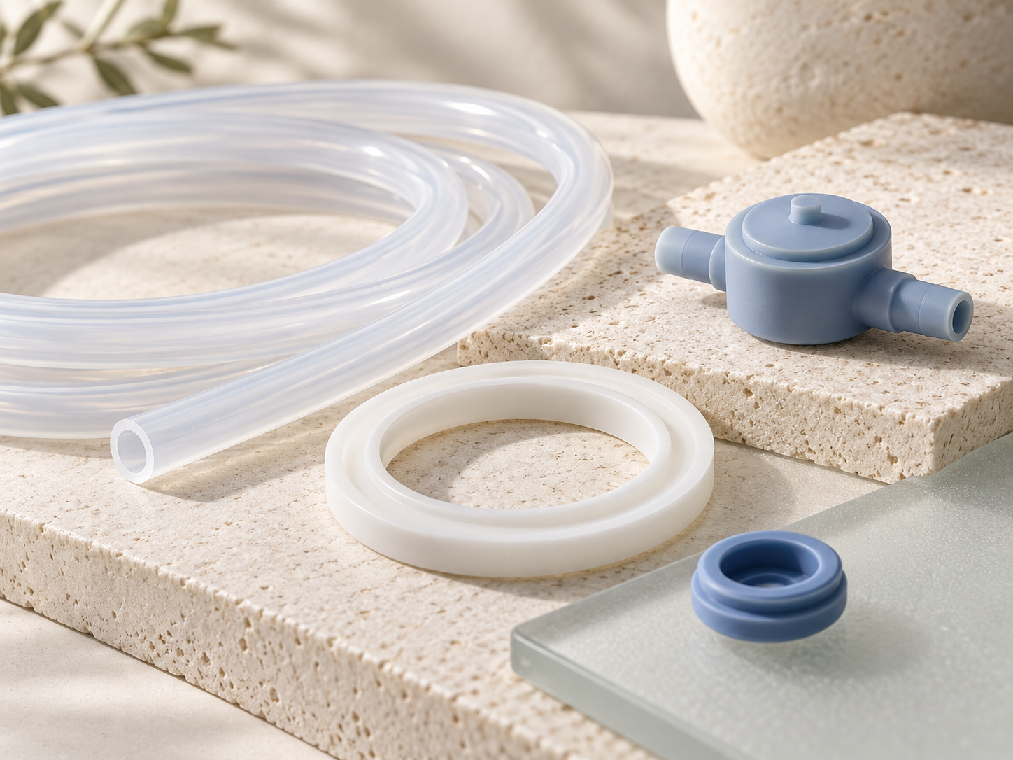 Clean, dependable silicone components for food-contact systems. concept visual